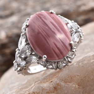 Tự nhiên Úc màu hồng <span class=keywords><strong>OPAL</strong></span> Trắng Topaz bạch kim trên 925 sterling Silver <span class=keywords><strong>Ring</strong></span> - Product Image 3