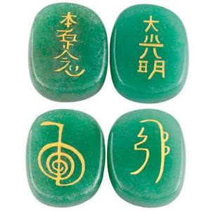 Aventurine verte gravée Reiki ovale ensemble Chakra pierre semi-précieuse artisanat pour la Protection EMF pierre précieuse Reiki ensemble de guérison - Product Image 1