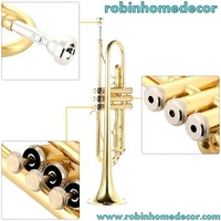 New Silver-Plated Mouthpiece Trumpet Bb B Flat Brass Gold with Mouthpiece Strap Gloves Case for Beginner