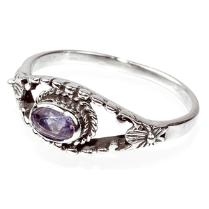 Bagues de créateur en argent Sterling 925 améthyste violette de forme ovale, argent Sterling Offre Spéciale - Product Image 3
