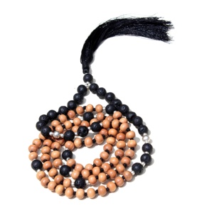 Collar Mala budista de 108 cuentas de lava de sándalo para hombre, borla pulida encerada de 8mm, collares al por mayor, evaluación de terceros - Product Image 5