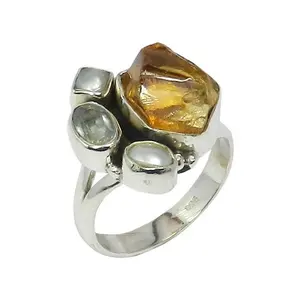 Multi Color Natural Stone Rings Wholesale Value 925 Silver Jewelry Citrine Rough Multi Gemstone Ring Suppliers And Exporters