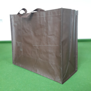 Sacs de courses en PP tissé avec couleur personnalisée, construction en tuyau en U, poignées en sangle PP, 42 cm x 35 cm x 20 cm - Product Image 1