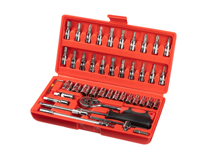 46 pcs 1/4-Inch Presa di Set di Riparazione Auto Strumento Cricchetto Set Chiave di Coppia di Combinazione di Bit di un set di chiavi di chiavi al cromo Vanadio