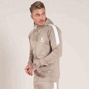 Trajes de Jogger de entrenamiento de alta calidad para hombre personalizables de color beige de lana de poliéster con logotipo personalizado - Product Image 2