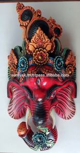 Masque artisanal en bois du Dieu hindou Ganesha, magnifique décoration murale pour la maison, excellent cadeau ou objet d'art du Népal - Product Image 5