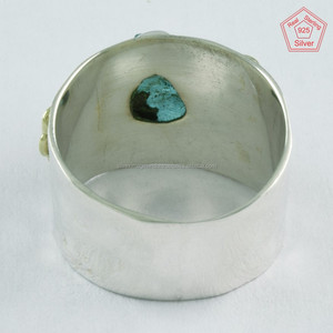 Wholesale 925 Sterling Silver Party <b>Ring</b> <b>Two</b>-Tone Rough Apatite Gemstone for Indian Wedding Anniversaries Engagements Jewelry - Product Image 4