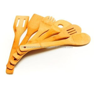 Cuchara de madera de bambú con mango largo, utensilios de cocina naturales hechos a mano, venta al por mayor - Product Image 4