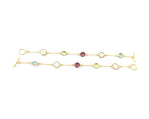 Pulseras de moda hechas a mano de plata esterlina con múltiples piedras preciosas con baño de oro y plata (SAC 20920) - Product Image 1