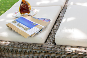 Cama de día doble moderna de mimbre para exteriores con cabaña en el RABD-106 - Product Image 3