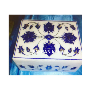 Pur Marbre Lapis Incrustation De Fleurs Boîte À Bijoux Pour Cadeau De Mariage - Product Image 1