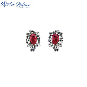 Teint rubis rouge classique tendance nouveau Design CZ boucle d'oreille 925 solide en argent Sterling boucle d'oreille cubique zircone boucles d'oreilles - Product Image 1