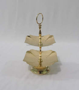 Hot S.Steel décoratif fantaisie support à gâteau à 2 niveaux avec plaques métalliques serveur de support de gâteau de luxe Premium de Style américain de haute qualité - Product Image 2