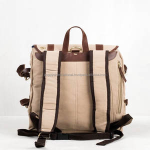 Sac à dos pour ordinateur portable 180Z en cuir véritable ciré unisexe robuste avec fermeture à glissière doublure en coton-pour les week-ends de randonnée - Product Image 3