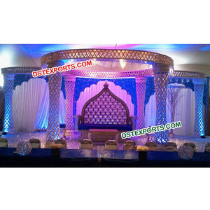 Magnifique mandap de mariage en cristal, magnifique ensemble de mandap en cristal de fibre, mandaps ronds de mariage, Pays-Bas 
 - Product Image 1