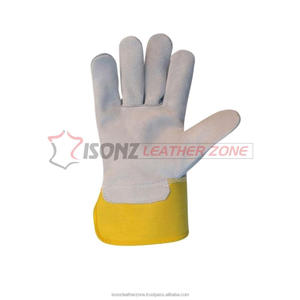Guantes de trabajo de cuero dividido de Vaca amarilla con función antiimpacto Guantes de trabajo de seguridad de zona de cuero ISONZ duraderos - Product Image 3