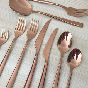 Sustainable Rose <b>Gold</b> Flatware <b>Set</b> Beautiful Silver Coated <b>Cutlery</b> in Brass Metal for Presentations - Product Image 2