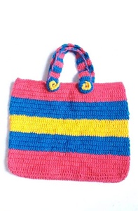 กระเป๋าถักไหมพรมขนสัตว์แบบเปิดสำหรับผู้หญิงมีที่จับ2อันขนาด33X41ซม. งานหัตถกรรมคุณภาพ - Product Image 2