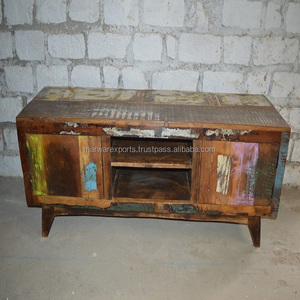 Elegante y moderno mueble de TV de madera maciza recuperada con tamaños personalizados para muebles de sala de estar para el hogar - Product Image 1