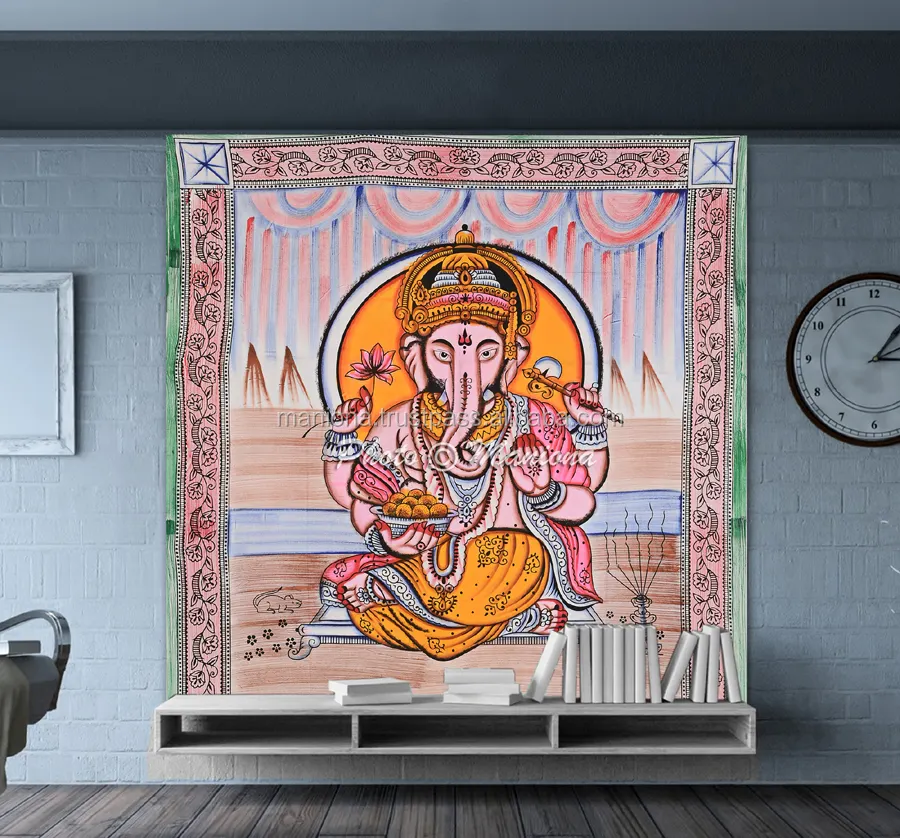 Maniona Home Decor Indische Religiöse Schöne Lord Ganesh Gedruckte Wandbehang Wandteppich