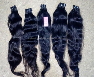 Grade Vrac Naturel Indien Remy Extensions de Cheveux Humains Soyeux Vague Droite 100% Vierge Machine Double Trame Tissage de Cheveux - Product Image 1