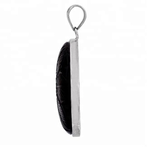 Ovale Cab Smoky Quartz Gemstone Bijoux en argent sterling 925 avec pendentif à la mode romantique plaqué argent. - Product Image 2