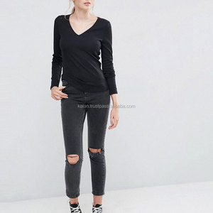 Black Cotton O-Neck <b>Half</b> Sleeve Casual T-<b>Shirt</b> for Women KITW9 Sleepwear with Feather <b>Button</b> Embroidery Decor Plus Size - Product Image 1