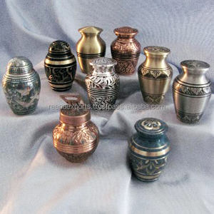 <b>Memorial</b> <b>Keepsake</b> Urns Latest Design 4 Pieces Funeral Supplier Blue Color Good Quality Metal Cremation Urns for Home Decoration - Product Image 2