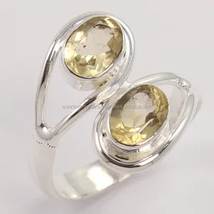 Yellow Citrine 925 Solid Sterling Silver Ring, Wholesale Silver Jewellery, Bezel Set Oval Cut Silver Jewellery India