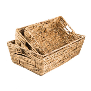 Panier de rangement en jacinthe d'eau tissé, best-seller, avec poignées, durable, panier à linge durable pour la décoration de la maison - Product Image 1