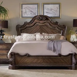 アパート木製ベッドホテル二重壁ベッド、高級家寝室家具キングサイズベッド、家庭用木製フレームベッド