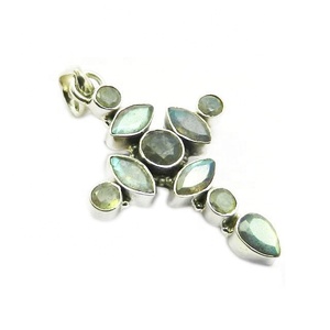 Precio al por mayor 925 plata esterlina labradorita piedra preciosa Cruz colgante joyería fina colgantes y dijes - Product Image 1