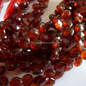 Hessonite สีแดงโกเมน Briolette หัวหอมลูกปัดจากชัยปุระ - Product Image 1
