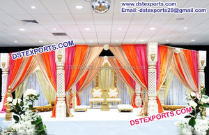 Nuevo Diseño de Mandap para Bodas Indias, Mandap de Fibra Resistente Tallado, Mandap Ceremonial para Bodas Indias, California - Product Image 5