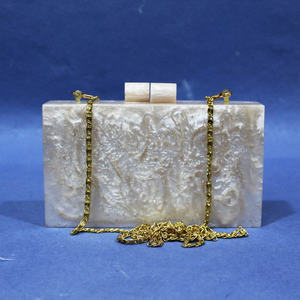 Jet สีดำวินเทจการออกแบบเรซิ่นคลัทช์ลูไซท์กระเป๋า Lucite สีทึบ - Product Image 6