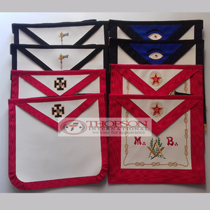 MASONIC Regalia French Rite DELANTALES Tela de cuero bordada Collar de cinta Rite francés Costura de punto de cruz Bordado - Product Image 1