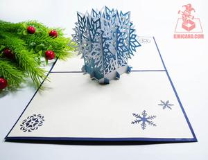 Bán Buôn 3D Laser Cắt Bông Tuyết Pop up Thẻ Màu Xanh Bìa Giáng Sinh Thiệp Chúc Mừng Thẻ Handmade Giấy Thủ Công Mỹ Nghệ Cho Món Quà Cho - Product Image 3