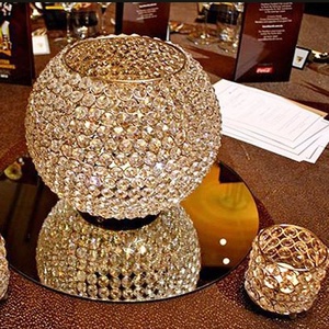 Boule de cristal dorée Tee Light Top Selling Hot Design Bougie en cristal Pièce maîtresse de table votive pour événements et mariages cristal - Product Image 1