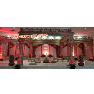 Mandap Tradicional Haveli con Pilares de Fibra Jali, Mandap de Estilo Indio, Fabricante y Exportador de Mandaps para Bodas Indias - Product Image 1