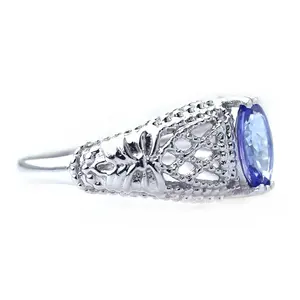 Vintage Zilveren Ringen 925 Prachtige Filigraan Blauw Cz Tanzaniet Edelsteen Feest Oma Ring Sieraden Fabrikant