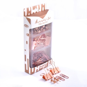 Our Best Sales Vintage Nostalgia Series Rose Gold Assorted Paper Binder Clips Pins Promotional <b>School</b> Gift Stationery <b>Set</b> - Product Image 5