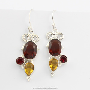 Pendientes de piedras preciosas de topacio ahumado Plata de Ley 925 hechos a mano elegante gota fina pendientes de niña regalo de aniversario al por mayor - Product Image 3