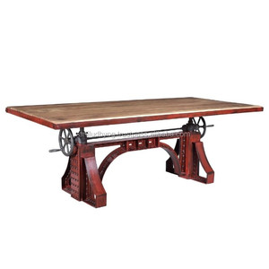 Base de mesa de manivela de hierro ajustable rojo de diseño Industrial - Product Image 1