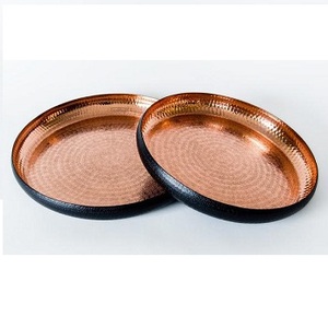 Plateau de service martelé en cuivre pur, écologique, rond, en métal, pour restaurant et hôtel, plateau décoratif, taille personnalisée pour la maison et la cuisine - Product Image 6