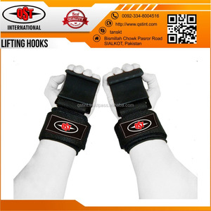 Logotipo personalizado neopreno muñequera Fitness deportes entrenamiento gimnasio levantamiento de pesas ganchos de levantamiento de pesas - Product Image 3