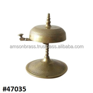 Campana de escritorio para oficina, diseño de flores, antiguo, de latón - Product Image 4