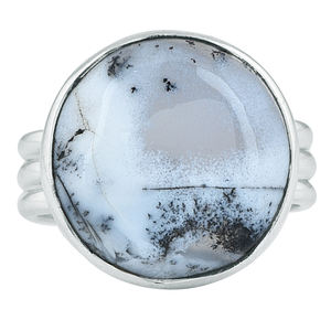 925 Sterling Silver Gemstone Ring Unisex Fancy Fashionable Silver Plated Party <b>Gift</b> Ring Dendrite <b>Opal</b> Bezel Setting Classic - Product Image 1