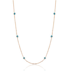 Minimal Turkish Eye Design <b>Long</b> <b>Necklace</b> Turkish Handmade Wholesale 925 Sterling Silver Jewelry - Product Image 1