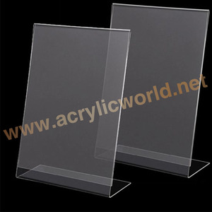 Acrylic Sign Holder Clear A4 Table Card Display Plastic Upright Menu Stand with Triangle Base