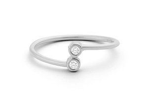 Bague classique en pierre Double CZ plaqué rhodium bijoux de mariage et de fête en argent - Product Image 2